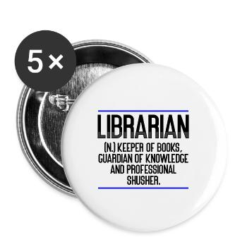 Bibliothekar Geschenke Hüter der Bücher Hüter von - Buttons groß 56 mm (5er Pack) - Weiß - Vorne