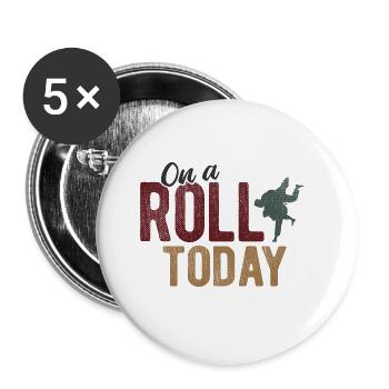 BJJ Jiu Jitsu - Buttons groß 56 mm (5er Pack) - Weiß - Vorne