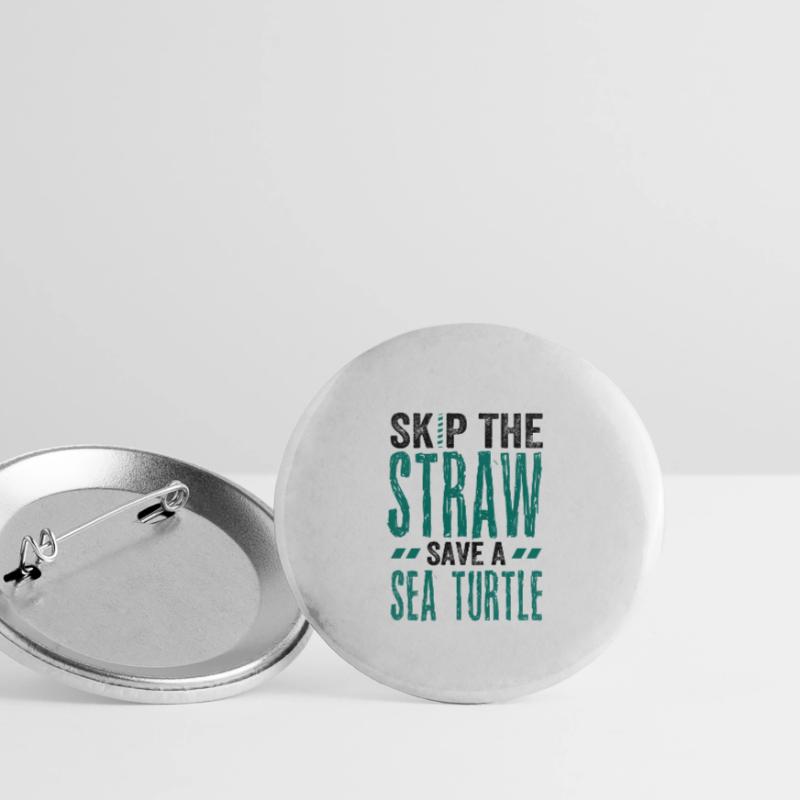 Marine Conservation Gift Skip A Straw Save a Sea Buttons large 2.2''/56 mm (5-pack)