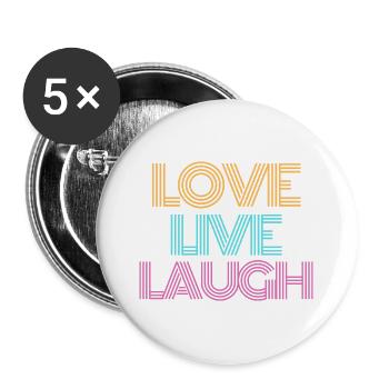 Liebe, Leben, Lachen, klein - Buttons groß 56 mm (5er Pack) - Weiß - Vorne
