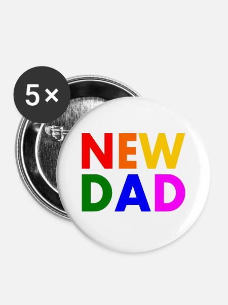 New dad - Buttons groß 56 mm (5er Pack) - Weiß