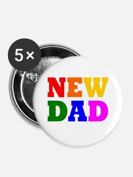 New dad - Buttons groß 56 mm (5er Pack) - Weiß