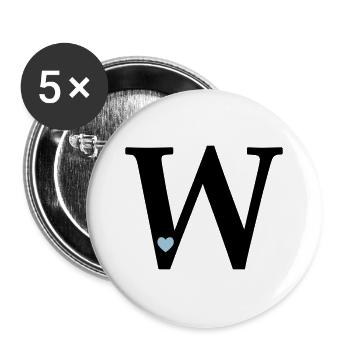 Buchstabe W Anfangsbuchstabe - Buttons groß 56 mm (5er Pack) - Weiß - Vorne