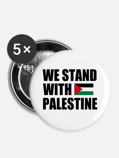 We stand with palestine - Buttons groß 56 mm (5er Pack) - Weiß