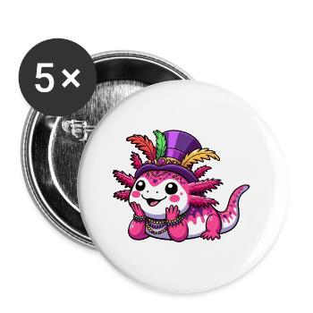 Mardi Gras Axolotl: Karnevals-Freude - Buttons groß 56 mm (5er Pack) - Weiß - Vorne