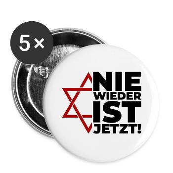 Nie wieder ist jetzt - Buttons groß 56 mm (5er Pack) - Weiß - Vorne