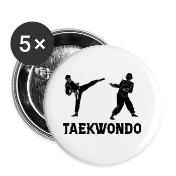 Taekwondo - Buttons groß 56 mm (5er Pack) - Weiß - Vorne