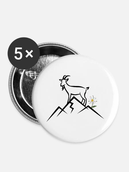 Berg, Alpen - Buttons groß 56 mm (5er Pack) - Weiß