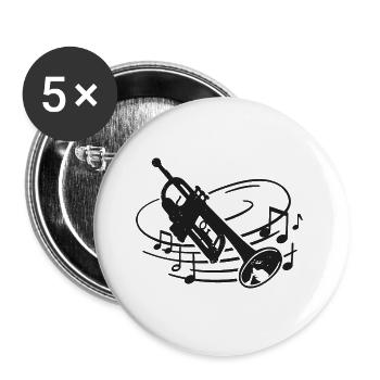 Trompete Musiker Orchester Trompeter - Buttons groß 56 mm (5er Pack) - Weiß - Vorne