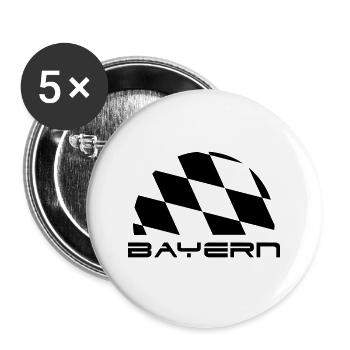 Bayern Flagge Schrift - Buttons groß 56 mm (5er Pack) - Weiß - Vorne