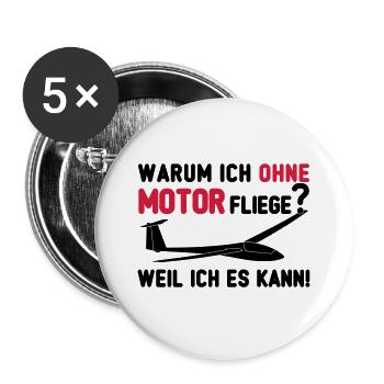 ohne motor segelfliegen tshirt - Buttons groß 56 mm (5er Pack) - Weiß - Vorne