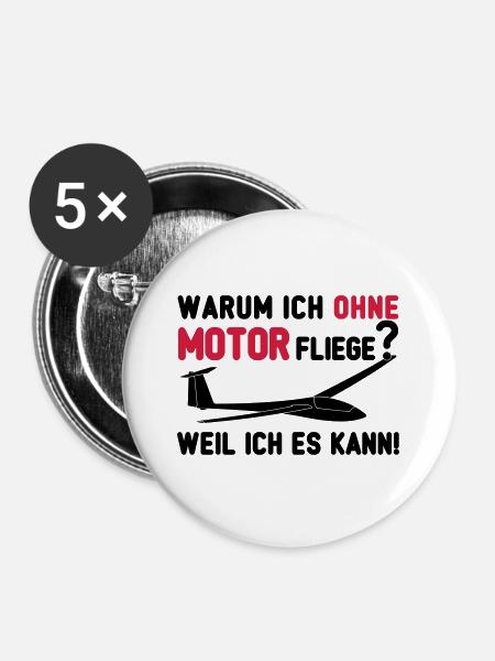 ohne motor segelfliegen tshirt - Buttons groß 56 mm (5er Pack) - Weiß