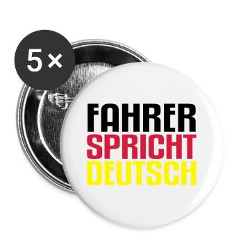 fahrer spricht deustch - Buttons groß 56 mm (5er Pack) - Weiß - Vorne
