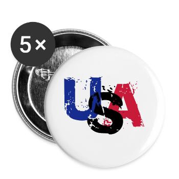 USA - Lot de 5 grands badges (56 mm) - blanc - Devant