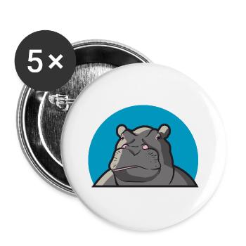 Hippo Nilpferd - Buttons groß 56 mm (5er Pack) - Weiß - Vorne