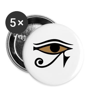 Horus Auge Schutzsymbol Glücksbringer Horusauge - Buttons groß 56 mm (5er Pack) - Weiß - Vorne