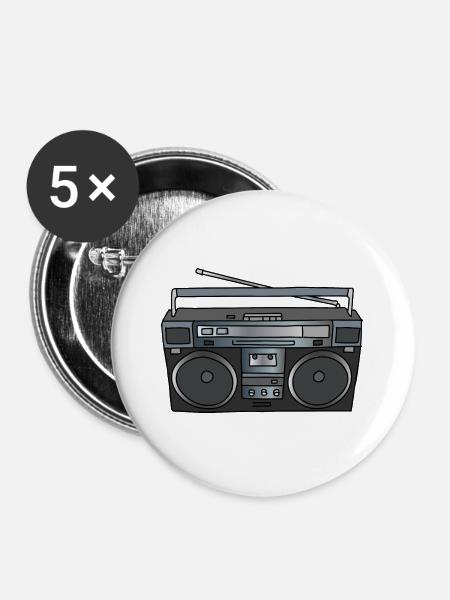 Ghettoblaster - Buttons groß 56 mm (5er Pack) - Weiß