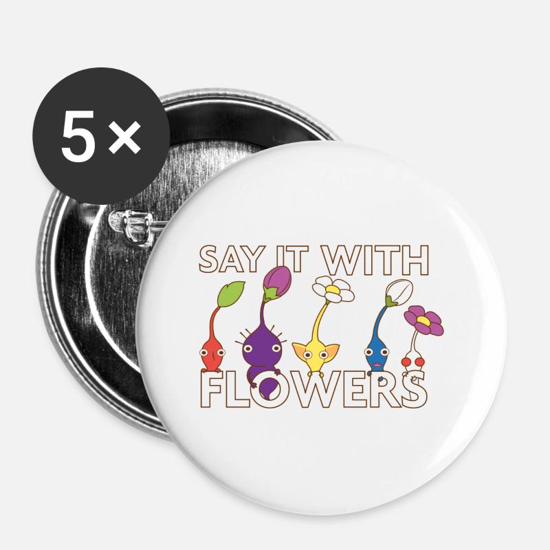 Say it with flowers - Buttons large 2.2''/56 mm (5-pack) - white
