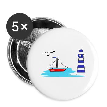 Lighthouse boat - Buttons large 2.2''/56 mm (5-pack) - white - Front