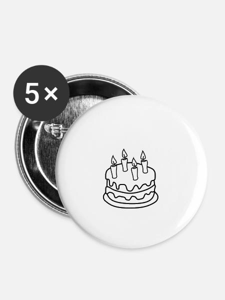 Torte - Buttons groß 56 mm (5er Pack) - Weiß