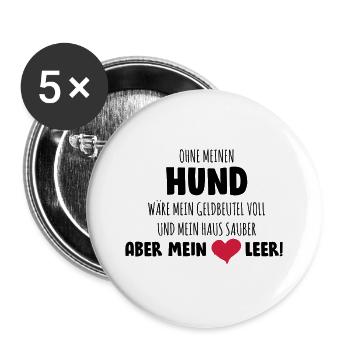 Coeur vide sans chien - Lot de 5 grands badges (56 mm) - blanc - Devant