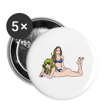 Sexy Girls Erotic Naked Woman Bikini Fantasy - Buttons large 2.2''/56 mm (5-pack) - white - Front