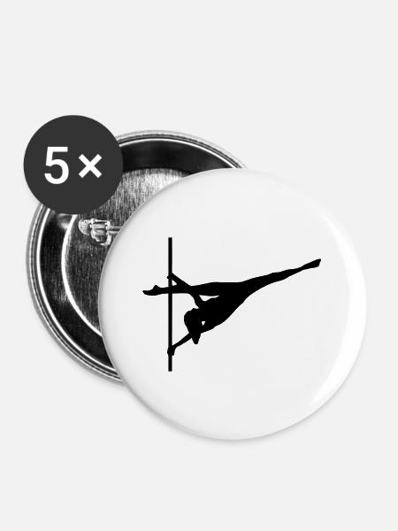 Pole dance, Artistik - Buttons groß 56 mm (5er Pack) - Weiß