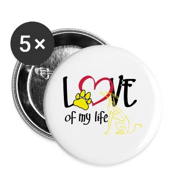 Amour de ma vie lévrier - Lot de 5 grands badges (56 mm) - blanc - Devant