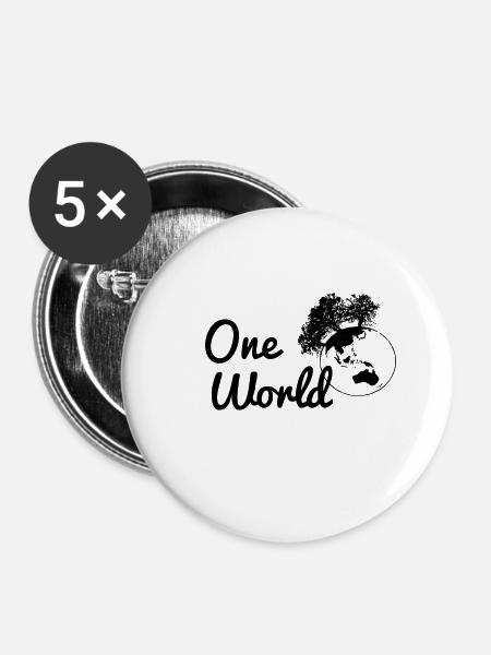 One World. - Buttons groß 56 mm (5er Pack) - Weiß