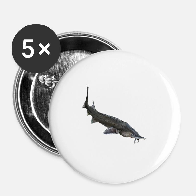 baeri sturgeon - Buttons large 2.2''/56 mm (5-pack) - white