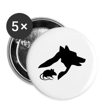 Hund, Katze, Maus Silhouette - Buttons groß 56 mm (5er Pack) - Weiß - Vorne