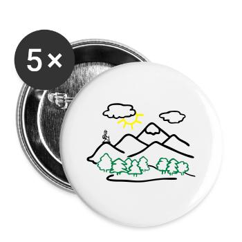 Hiking, Nature Drawing - Buttons large 2.2''/56 mm (5-pack) - white - Front
