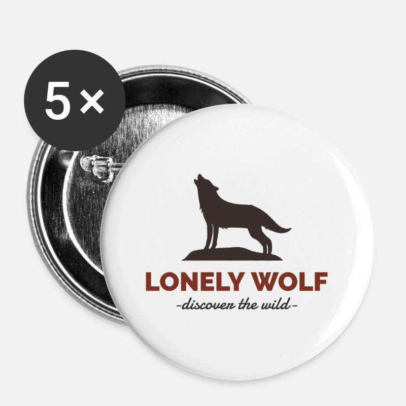 Lonely wolf - Buttons large 2.2''/56 mm (5-pack) - white