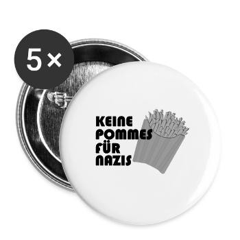 Keine Pommes für Nazis - Buttons groß 56 mm (5er Pack) - Weiß - Vorne
