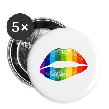 Gay Pride - Buttons large 2.2''/56 mm (5-pack) - white - Front