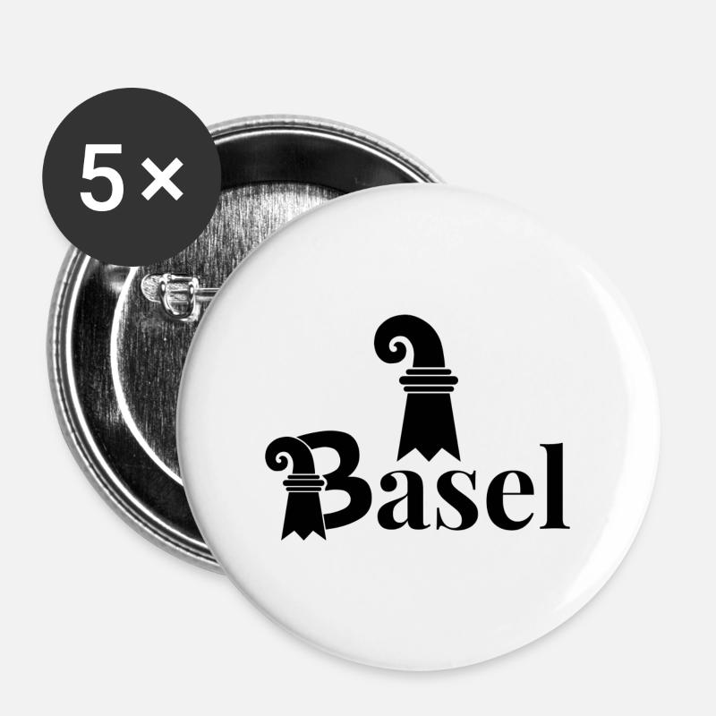 Baslerstab - Buttons groß 56 mm (5er Pack) - Weiß