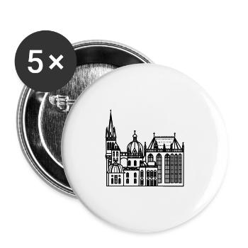 City of Aachen, cathedral, lineart - Buttons large 2.2''/56 mm (5-pack) - white - Front