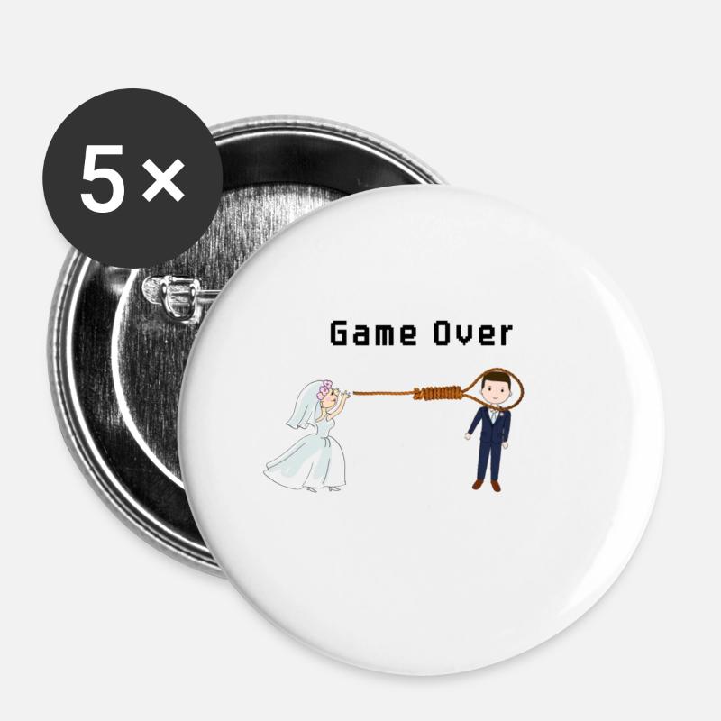 Jeu terminé - Lot de 5 grands badges (56 mm) - blanc