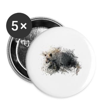 ours - Lot de 5 grands badges (56 mm) - blanc - Devant