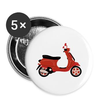 Red motorbike - Buttons large 2.2''/56 mm (5-pack) - white - Front