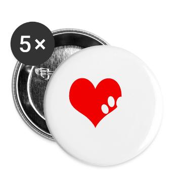 Patte de coeur - Lot de 5 grands badges (56 mm) - blanc - Devant