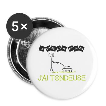 T shirt j'peux pas j'ai tondeuse - Lot de 5 grands badges (56 mm) - blanc - Devant