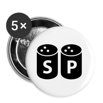 Salt and pepper! salt and pepper! - Buttons large 2.2''/56 mm (5-pack) - white - Front
