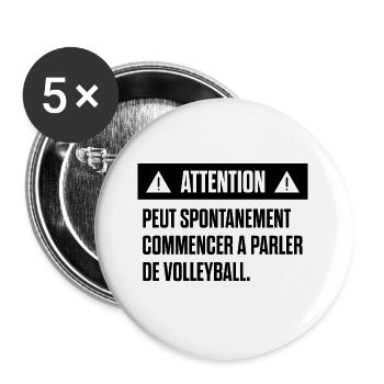 Peut spontanément commencer à parler de volleyball - Lot de 5 grands badges (56 mm) - blanc - Devant