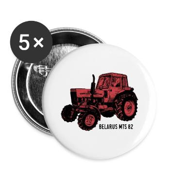 Belarus mts Traktor Landwirt Geschenk - Buttons groß 56 mm (5er Pack) - Weiß - Vorne