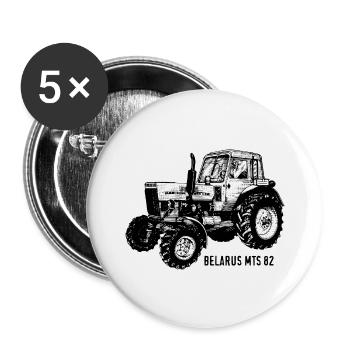 Belarus mts Traktor Landwirt Geschenk - Buttons groß 56 mm (5er Pack) - Weiß - Vorne