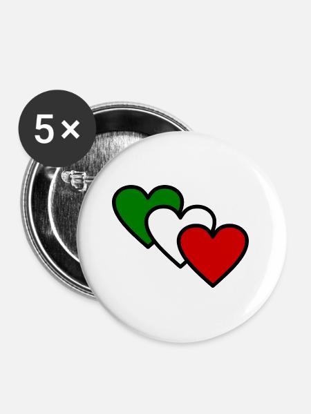 Italien - Buttons groß 56 mm (5er Pack) - Weiß