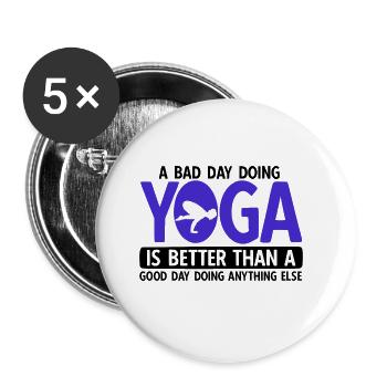 Yogalehrer Spruch Für Yogi Yoga - Buttons groß 56 mm (5er Pack) - Weiß - Vorne