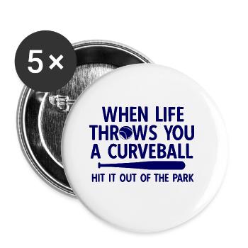 Baseball - Buttons groß 56 mm (5er Pack) - Weiß - Vorne