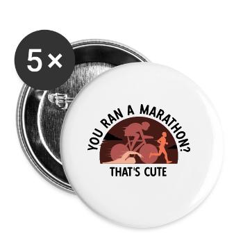 Laufen Schwimmen Radfahren Triathlon - Buttons groß 56 mm (5er Pack) - Weiß - Vorne